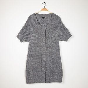 Talbots Longline Alpaca Blend Gray Knit Snap Cardigan
